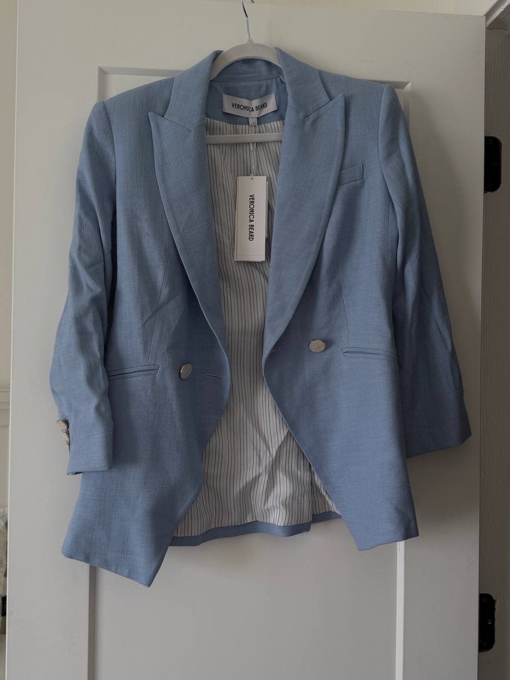 Veronica Beard Powder Blue Double-Breasted Blazer